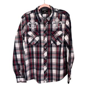 Pop Icon Clothing Men’s Fleur-de-lis Western Style Button Down Shirt XL